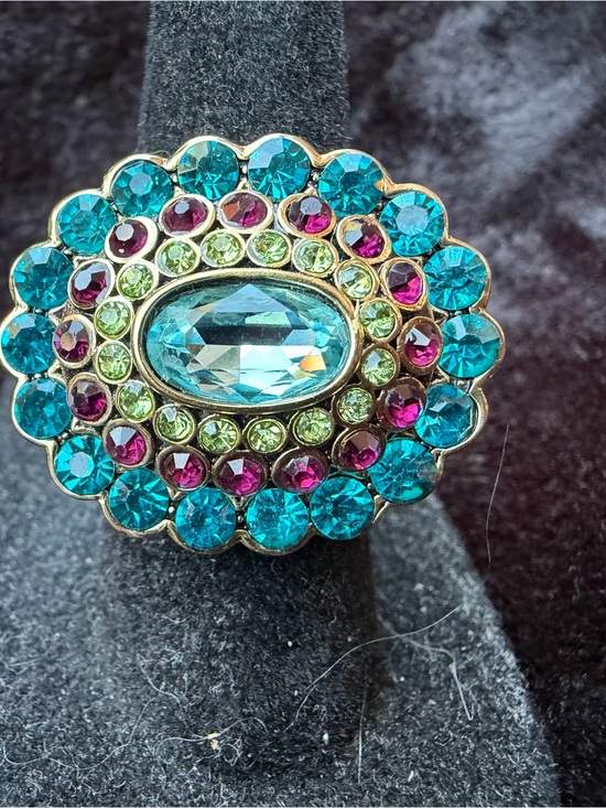 Heidi Daus Jewelry - Heidi Daus Turquoise, Pink & Lime Crystal Cluster Ring *Size 6